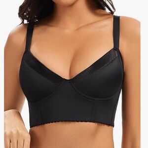 Black Longline Satin Trim Bra
